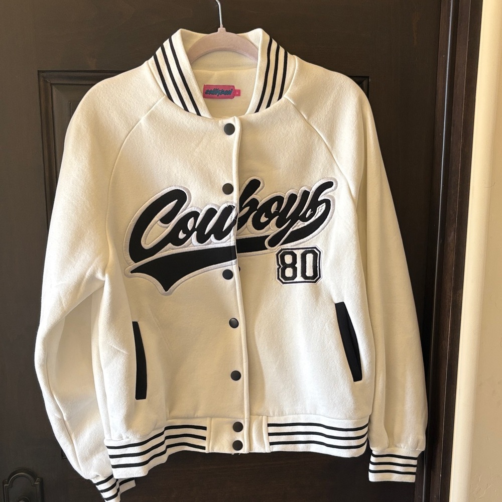 Edikted White & Black Letterman style Jacket